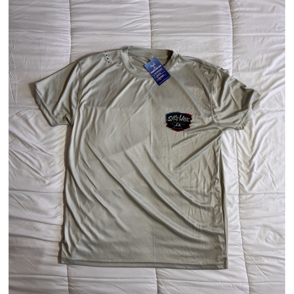 Salty Wave Size Medium SPF 50 Gray S/S Tee Fishing Water Resident Swim NEW